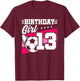 Soccer Birthday Party - 13 Year Old Girl - 13th Birthday T-Shirt - T-Shirt | Maroon