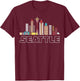 Grunge Seattle Skyline Distressed Look design T-Shirt - T-Shirt | Maroon