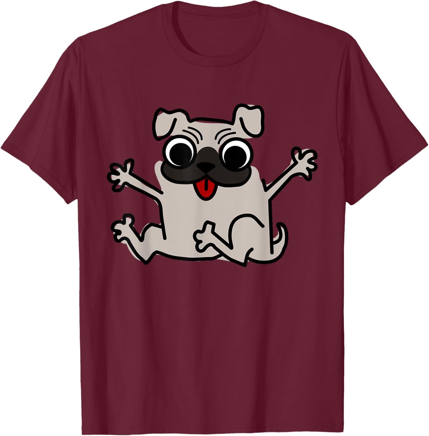 Pug Dog Cute Logo T-Shirt - T-Shirt | Maroon