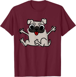 Pug Dog Cute Logo T-Shirt - T-Shirt | Maroon