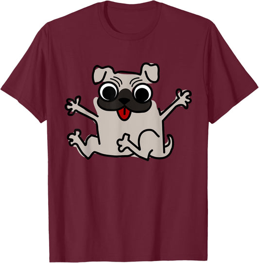 Pug Dog Cute Logo T-Shirt - T-Shirt | Maroon