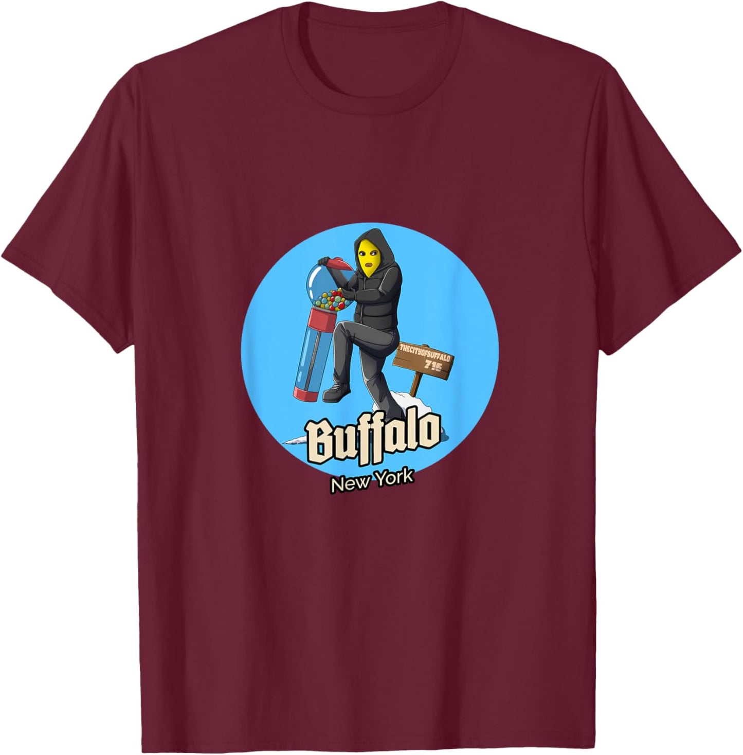 Gumball Gangster Buffalo NY SKI mask T-Shirt - T-Shirt | Maroon