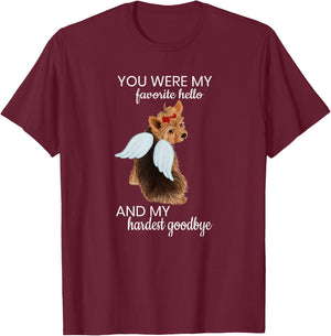 Angel Wing Dog Yorkie Memorial Puppy Rainbow Bridge Pet Women Girls Kids T-Shirt - T-Shirt | Maroon