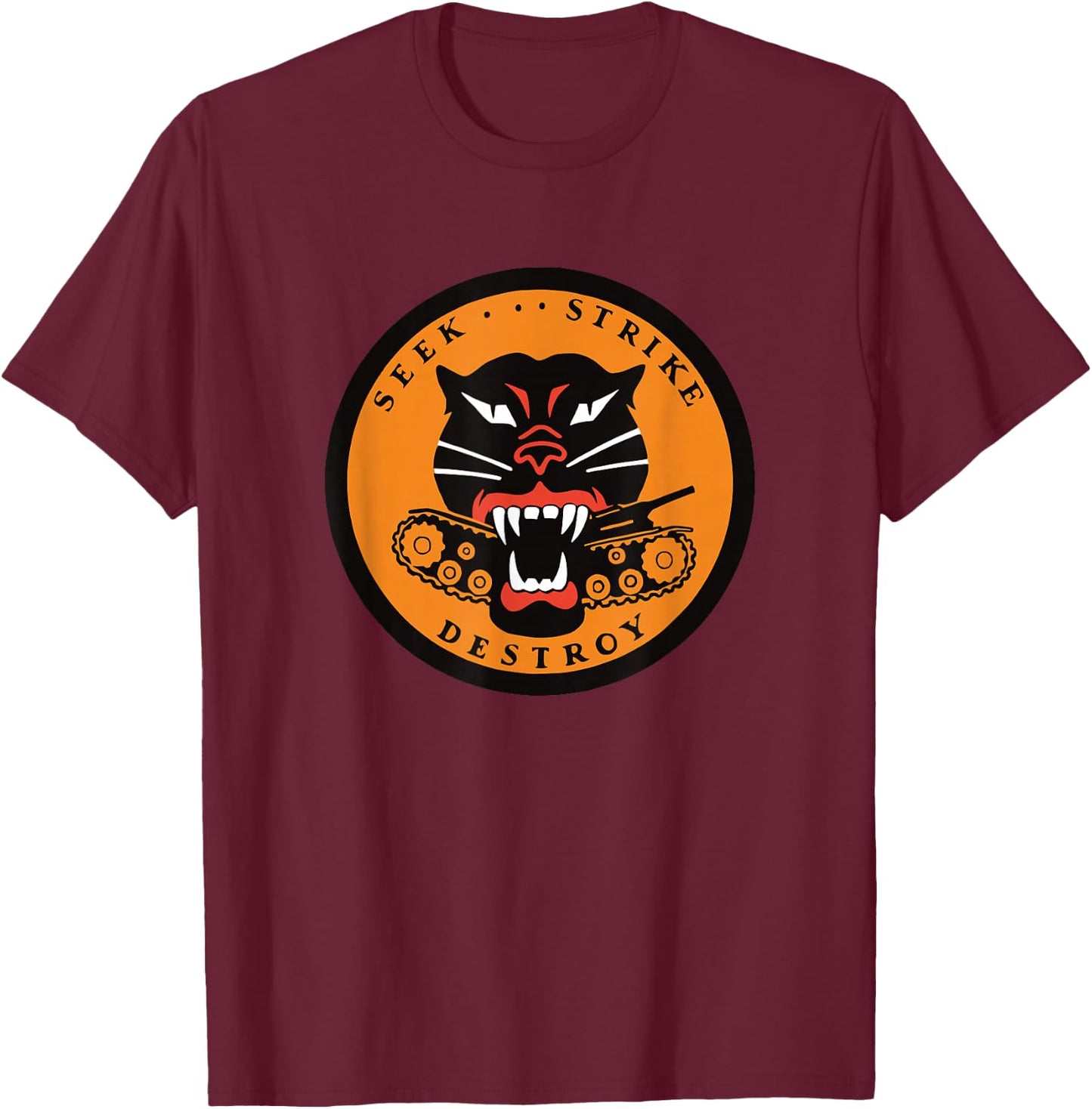 773rd Tank Destroyer Battalion Panther Patch Seek Strike T-Shirt - T-Shirt | Maroon