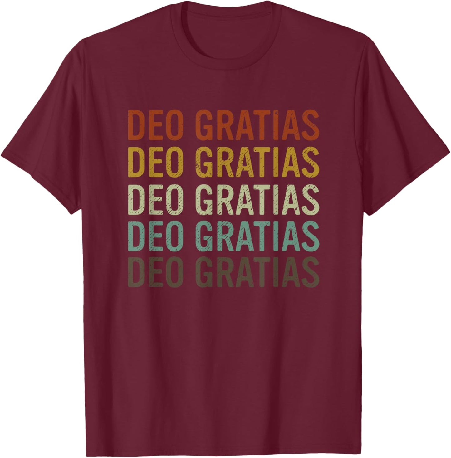 Deo Gratias Catholic Christian Men Women Retro T-Shirt - T-Shirt | Maroon