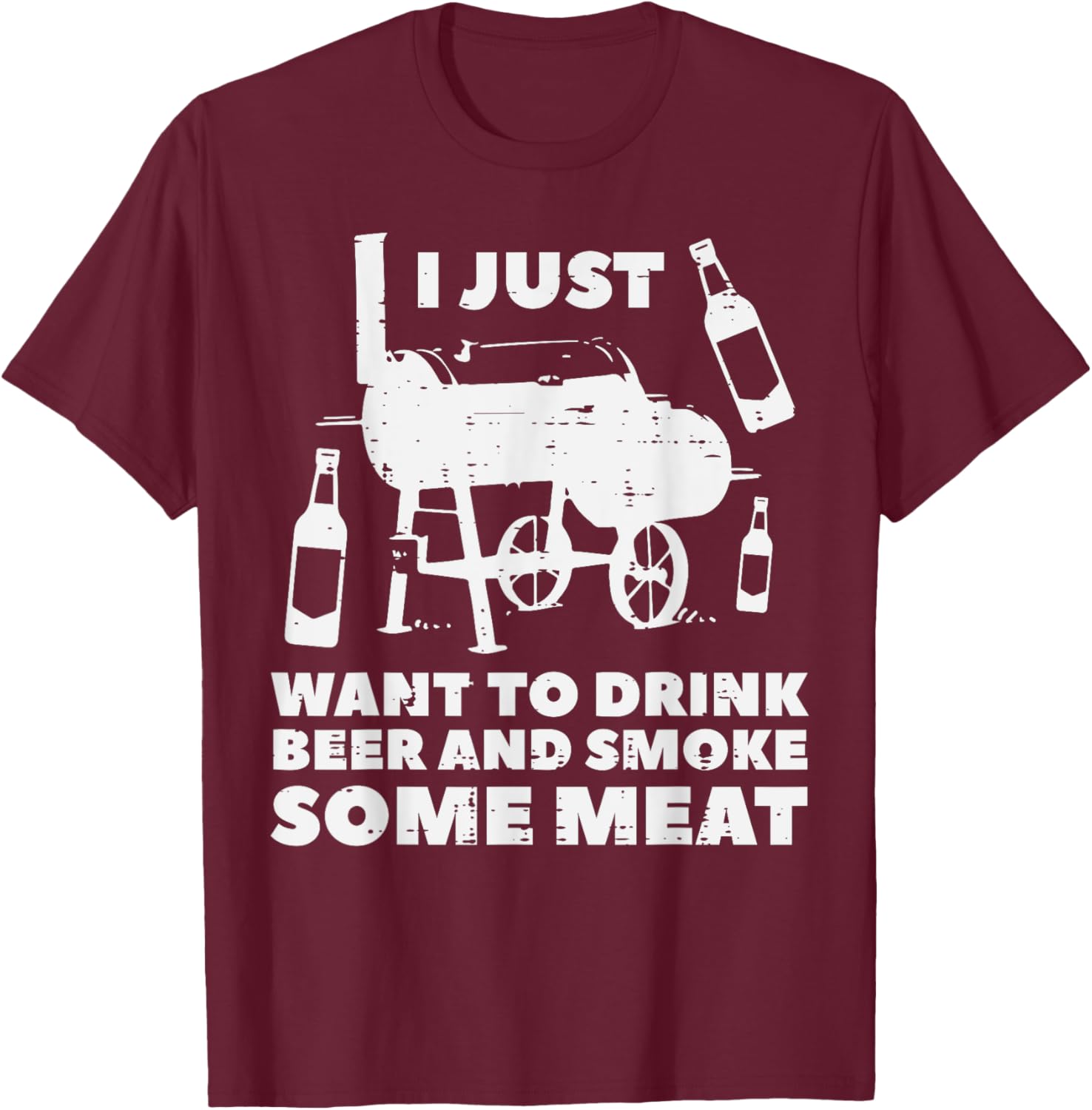 Just Want To Grill Some Meat Fun Bbq Barbecue Grill Dad Men T-Shirt - T-Shirt | Maroon