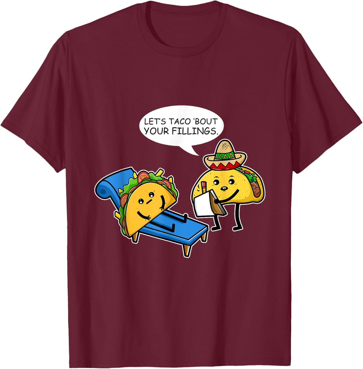 Mexican Taco Cinco De Mayo T-Shirt - T-Shirt | Maroon