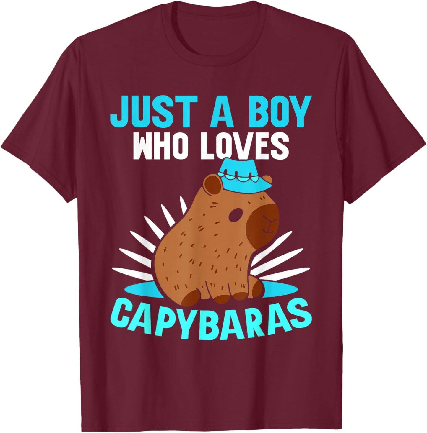 Just A Boy Who Loves Capybaras Lover Capybara Rodent Animal T-Shirt - T-Shirt | Maroon