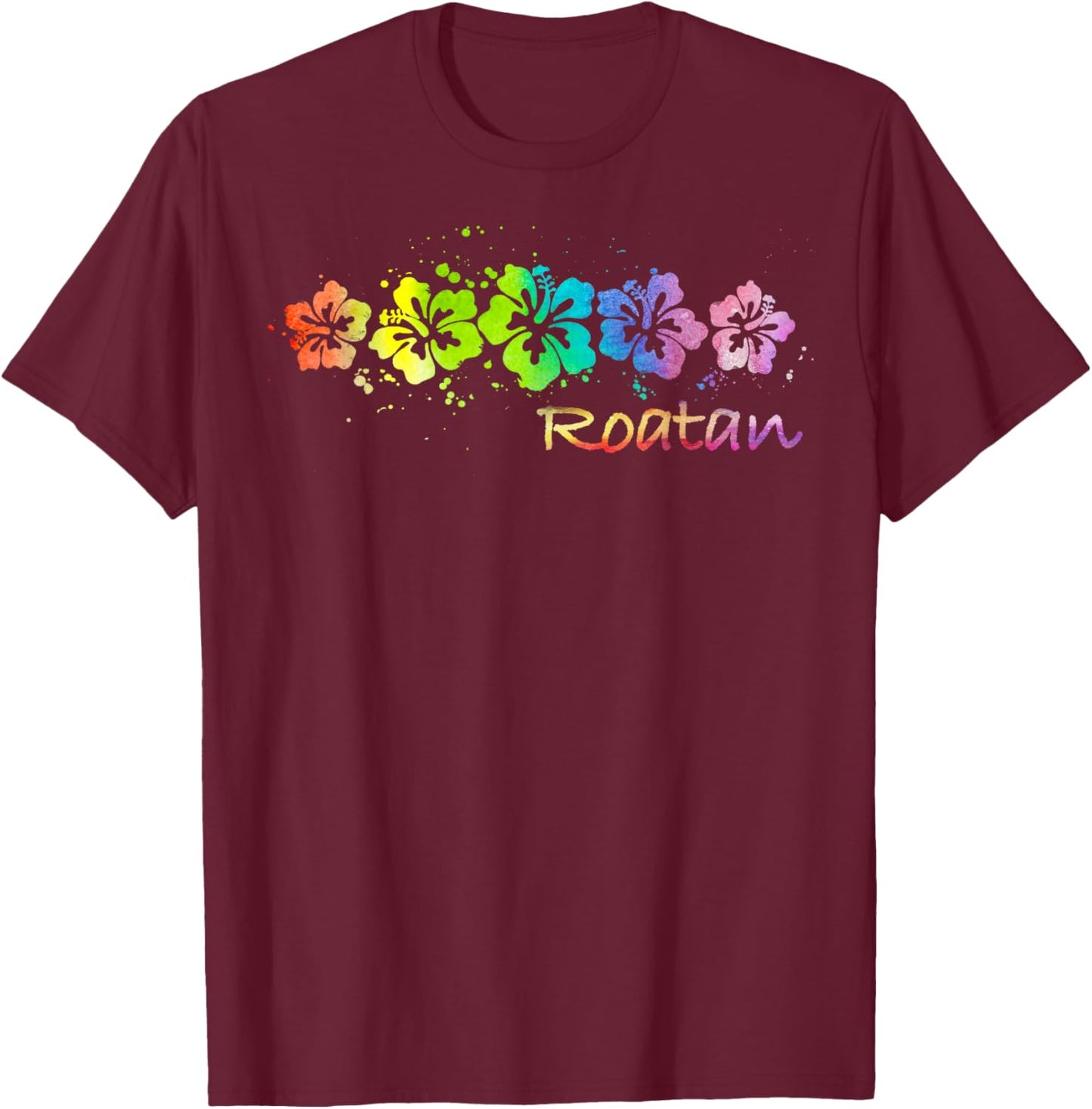 Roatan Watercolor Beach & Surf Women Girls Kids T-Shirt - T-Shirt | Maroon