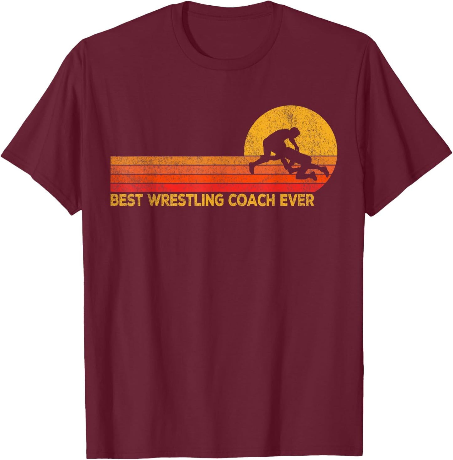 Best Scholastic Wrestling Coach Folkstyle Wrestling Retro T-Shirt - T-Shirt | Maroon