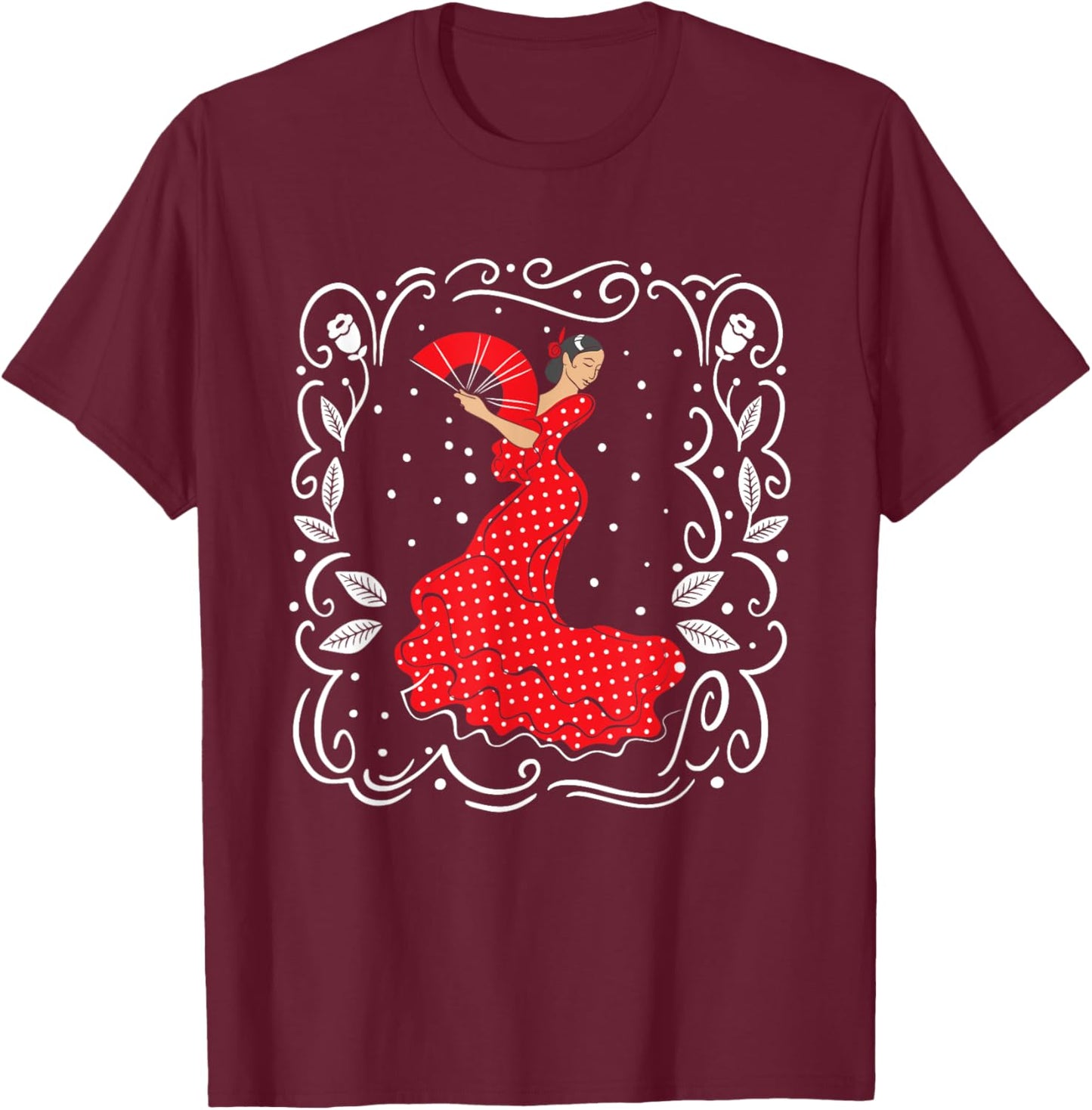 Beautiful Spain Woman | Flamenco Dancer T-Shirt - T-Shirt | Maroon
