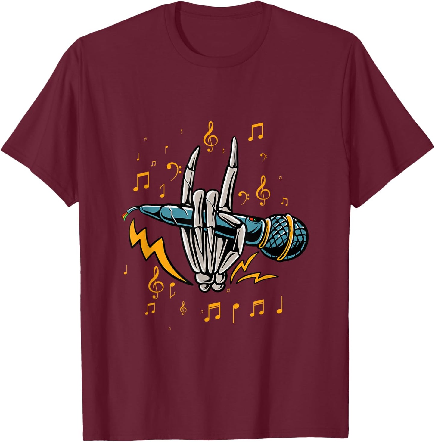 Karaoke Microphone Singer Music Singing Bar Skeleton Gift T-Shirt - T-Shirt | Maroon
