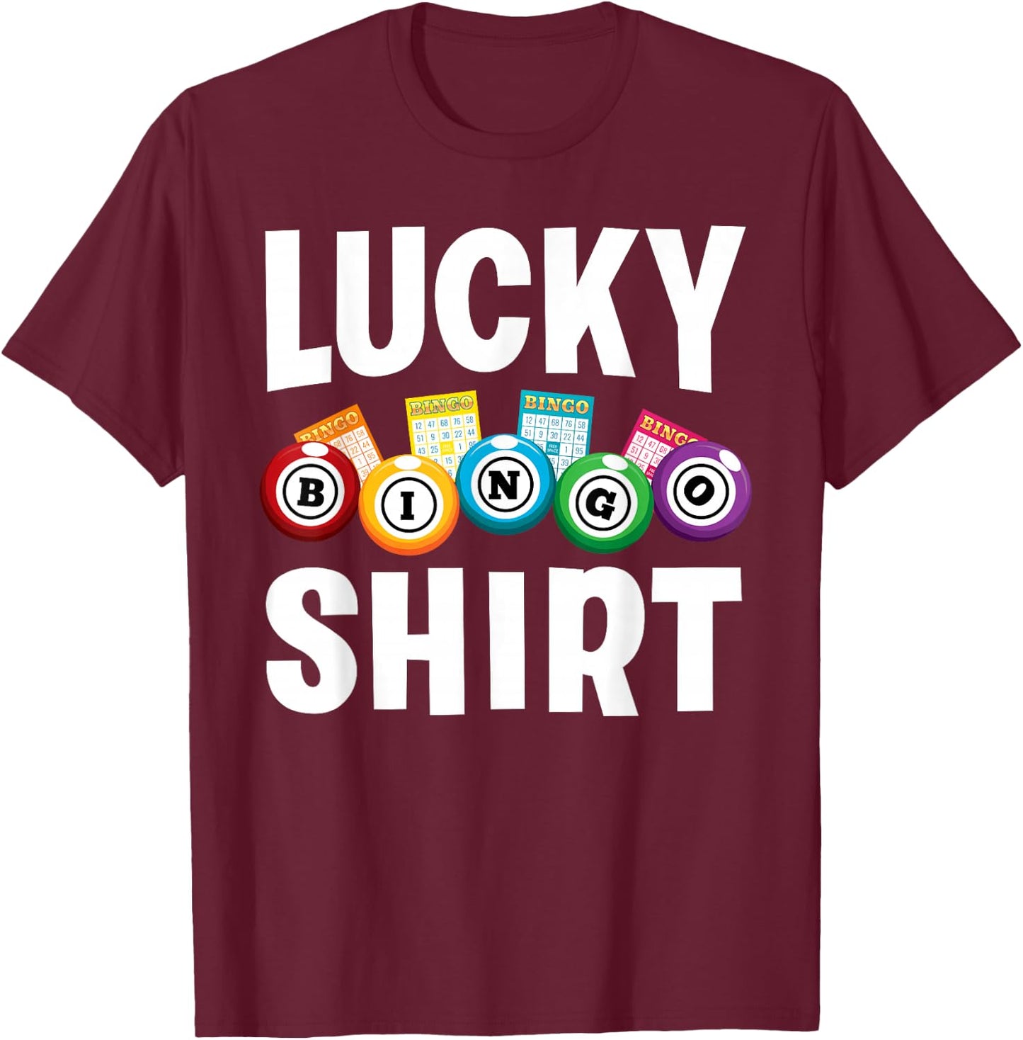 Cute Lucky Bingo Art Women Game Player Bingo Lovers T-Shirt - T-Shirt | Maroon