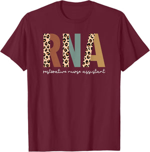Restorative Nurse Assistant RNA Leopard Nursing Aide T-Shirt - T-Shirt | Maroon
