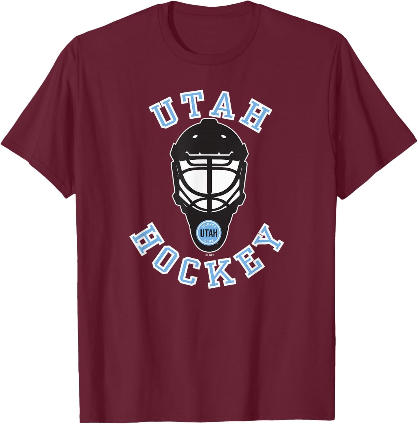 Utah Hockey Club Hockey Mask Dark Heather T-Shirt - T-Shirt | Maroon