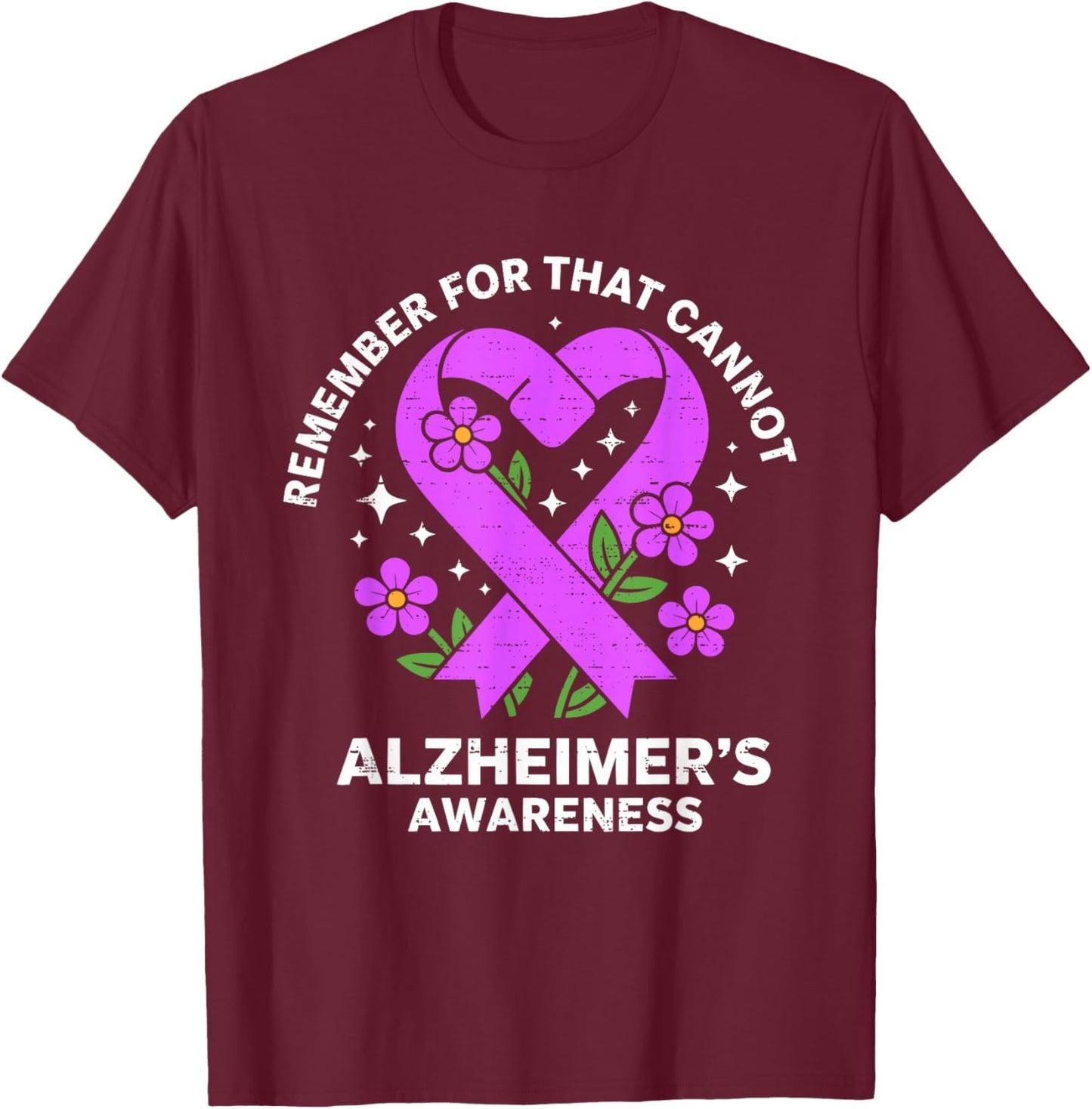 Alzheimer's Awareness Ribbon Purple Dementia Dad Mom Grandma T-Shirt - T-Shirt | Maroon