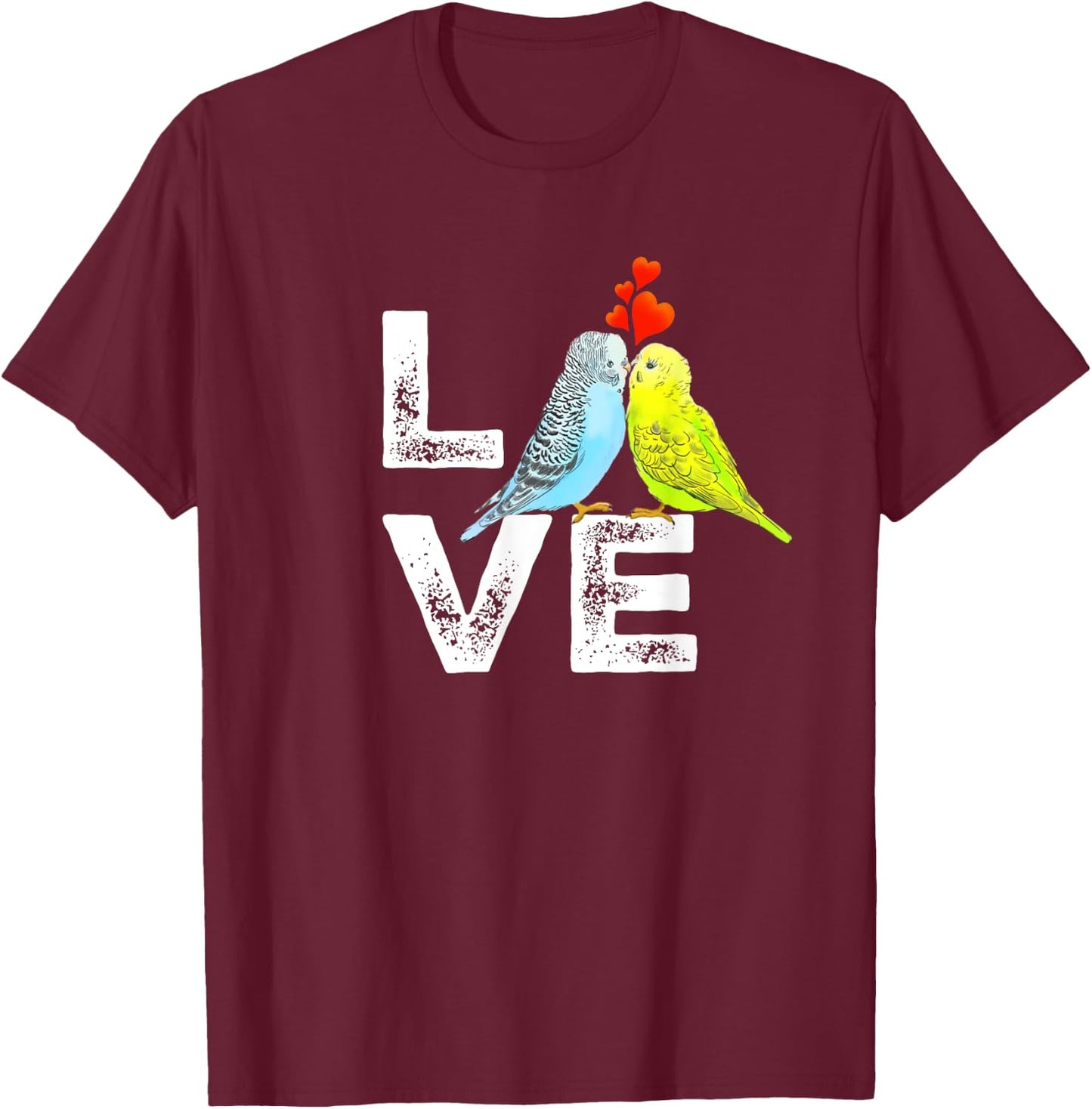 Cute Parrot Parakeet Family Love Men Women Boys Girls T-Shirt - T-Shirt | Maroon