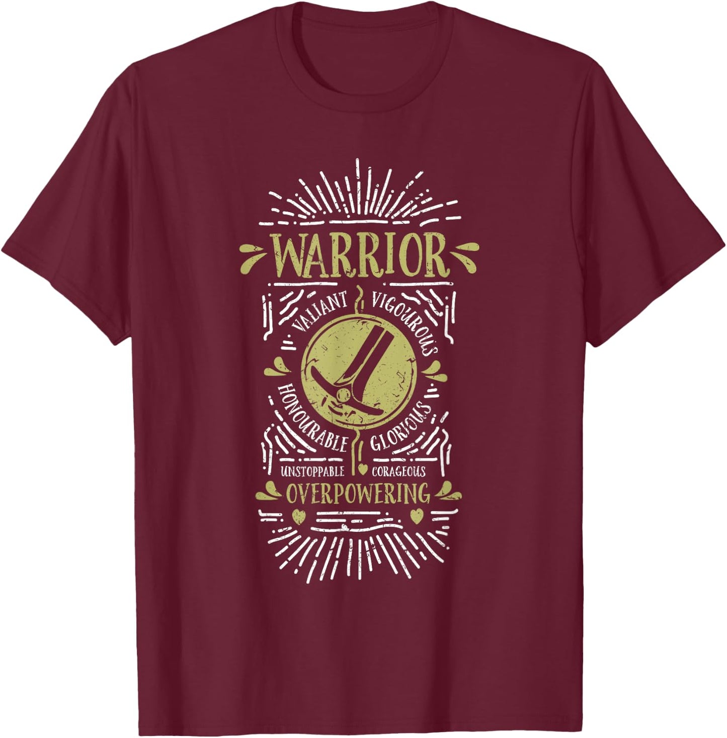 Wow Warrior Role Playing Gamer T-Shirt - T-Shirt | Maroon
