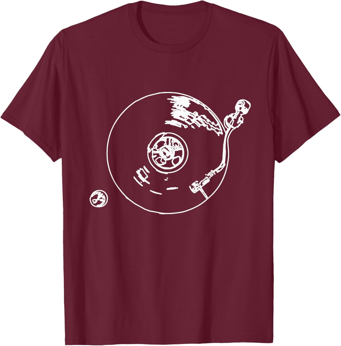 Vintage Vinyl Turntable DJ Disc Jockey Turntable T-Shirt - T-Shirt | Maroon