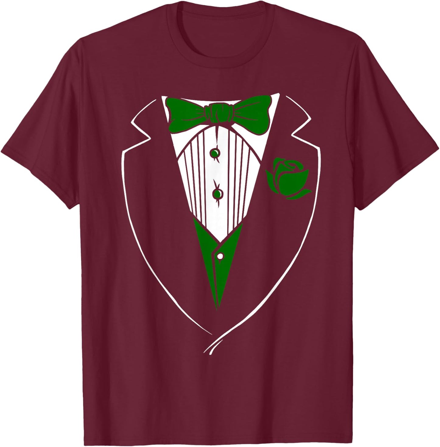 Tuxedo T Shirt with Green Bow & Boys T-Shirt - T-Shirt | Maroon