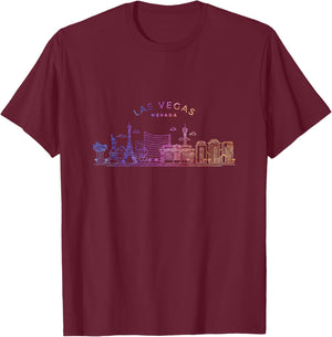 Las Vegas Skyline Cityscape City Metropole T-Shirt - T-Shirt | Maroon