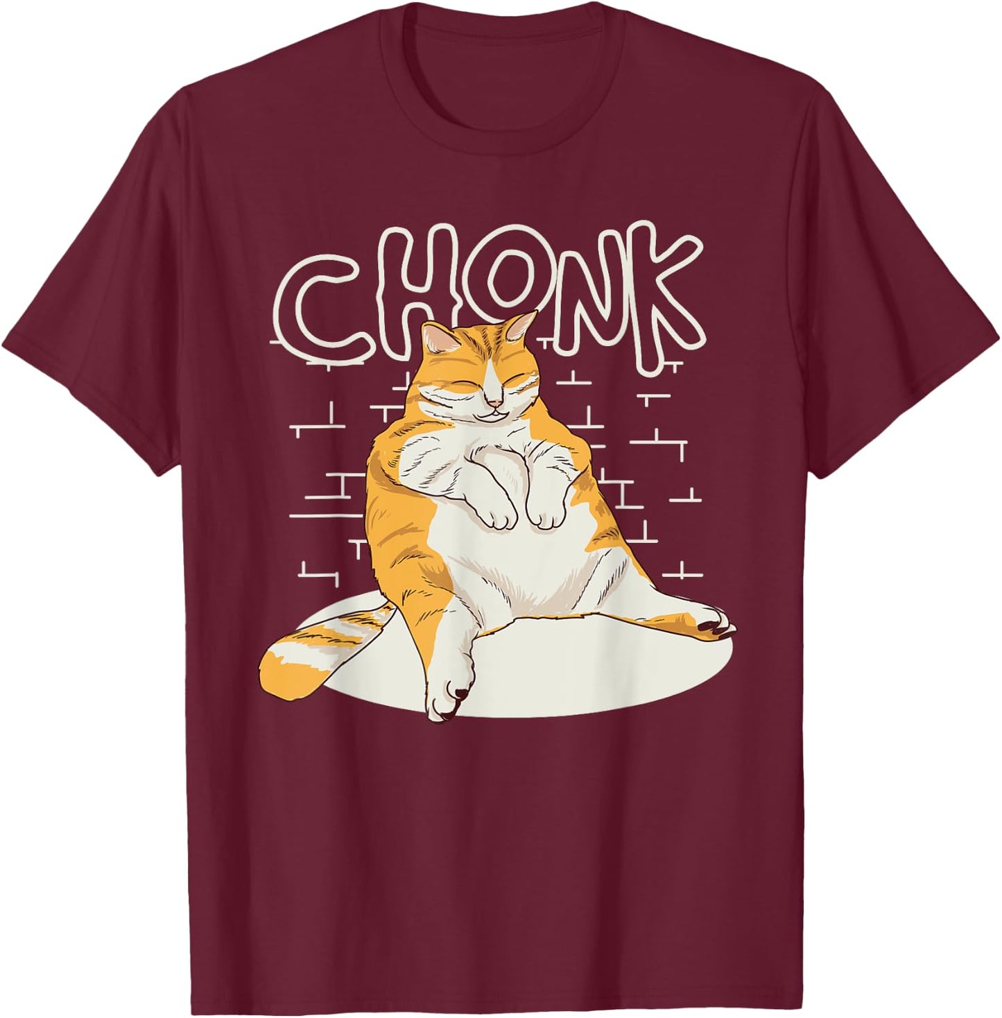 Fat Cat Chonk Scale Chonky Meme Chonker Cat T-Shirt - T-Shirt | Maroon