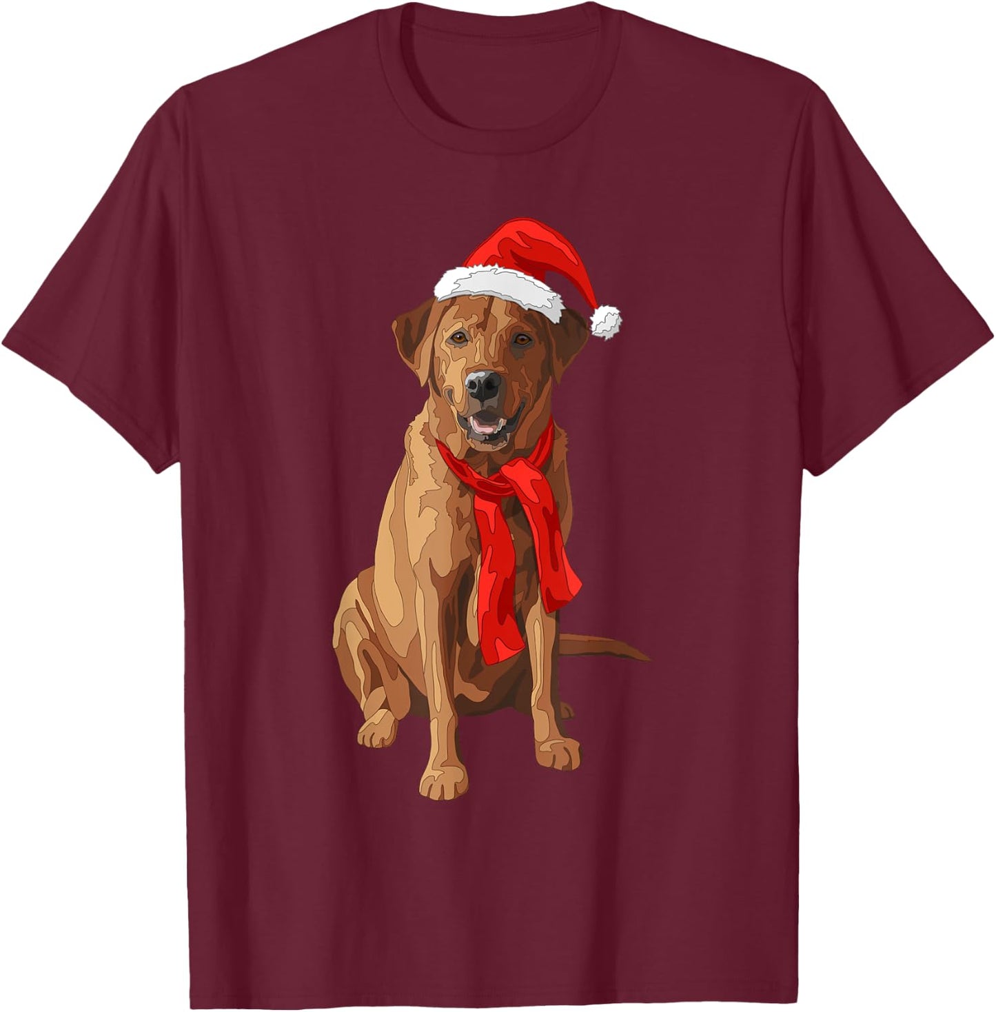 Red Labrador Retriever Dog Christmas Santa Hat Women Kids T-Shirt - T-Shirt | Maroon