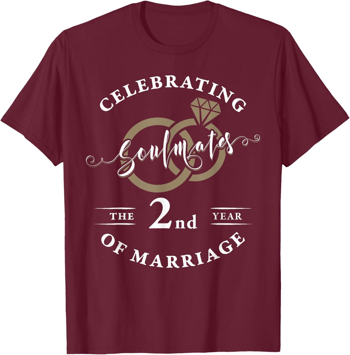 2nd Year Wedding Anniversary 2nd Marriage Couples Matching T-Shirt - T-Shirt | Maroon
