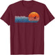 Vintage Meat Cove Retro 80s Shark Fin Sunset T-Shirt - T-Shirt | Maroon