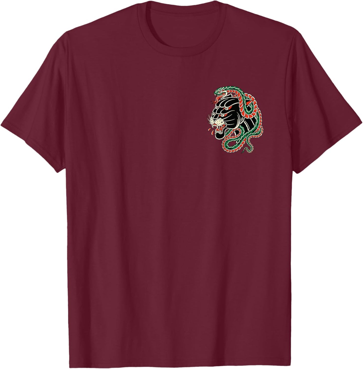Panther Snake Vintage Inked Traditional Old School Tattoo T-Shirt - T-Shirt | Maroon