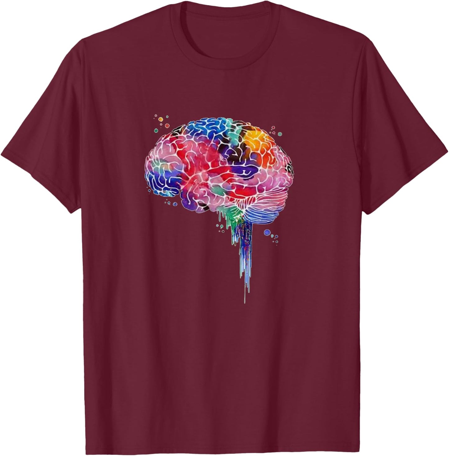 Colourful brain love science human anatomy brain T-Shirt - T-Shirt | Maroon
