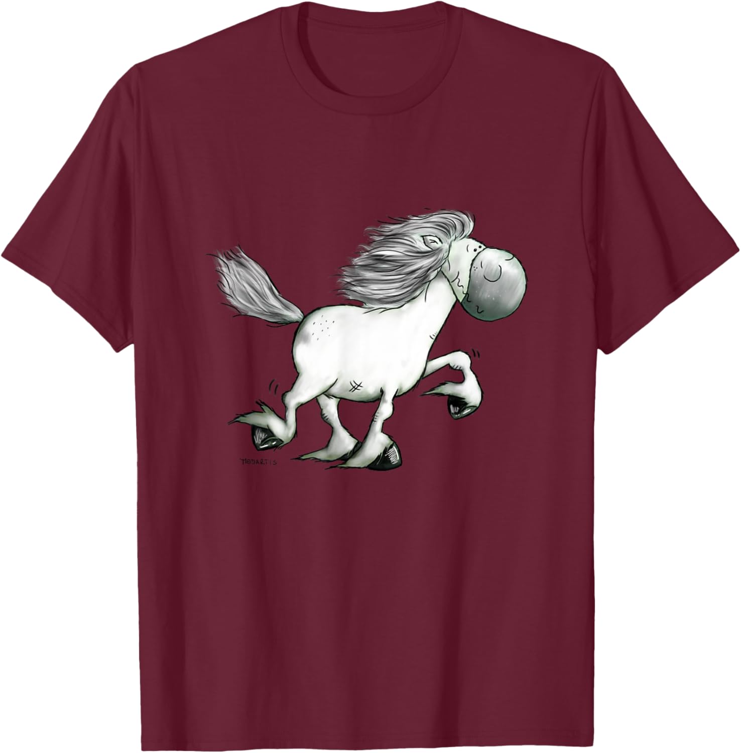 Funny Icelandic Horse Cartoon Gaited Horses Horseback Rider T-Shirt - T-Shirt | Maroon