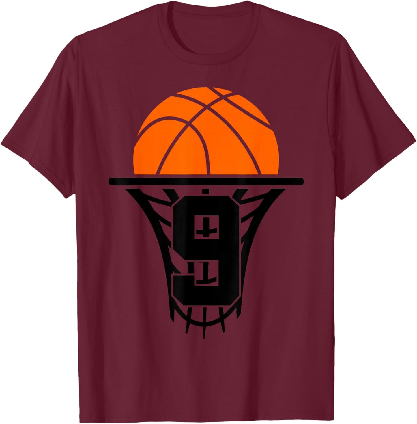 9 Years Basketball 9th Birthday T-Shirt - T-Shirt | Maroon