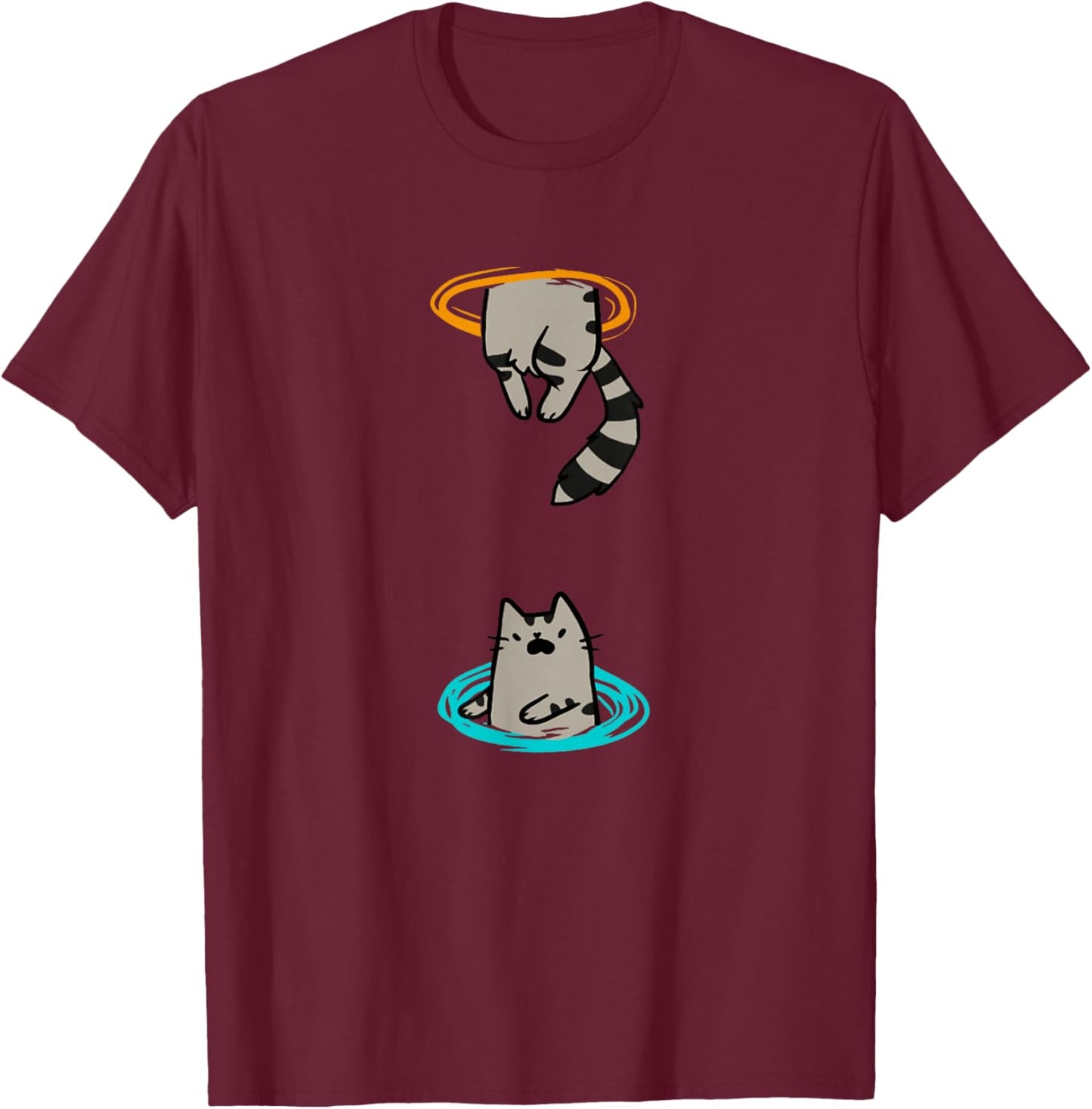 Portal Cat Funny Video Game Animal T-Shirt - T-Shirt | Maroon