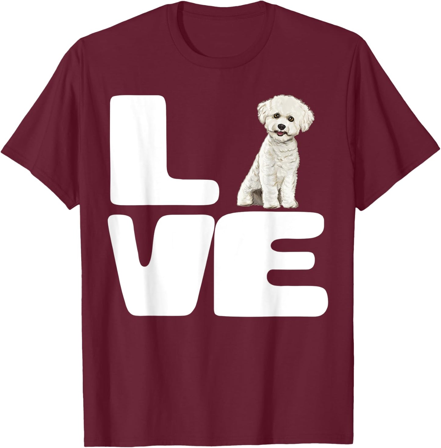 Love My Bichons Frise Dog Lover Gift Women T-Shirt - T-Shirt | Maroon