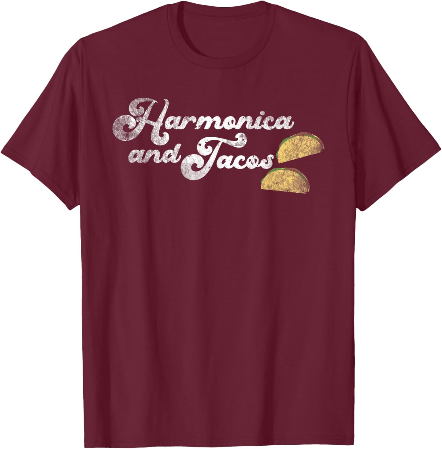 Harmonica And Tacos T-Shirt - T-Shirt | Maroon