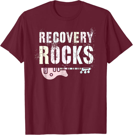 Nurse RECOVERY ROCKS Living Support Clean Hope We Do Recover T-Shirt - T-Shirt | Maroon