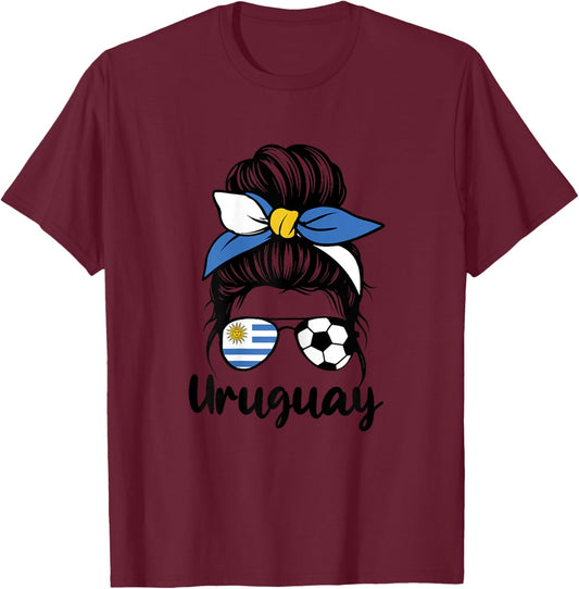 Uruguay Flag Women Mujeres Proud Uruguayan Fans Supporters T-Shirt - T-Shirt | Maroon
