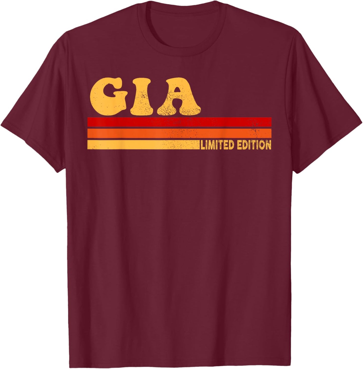 GIA Name Personalized Cute Idea Women Vintage GIA T-Shirt - T-Shirt | Maroon