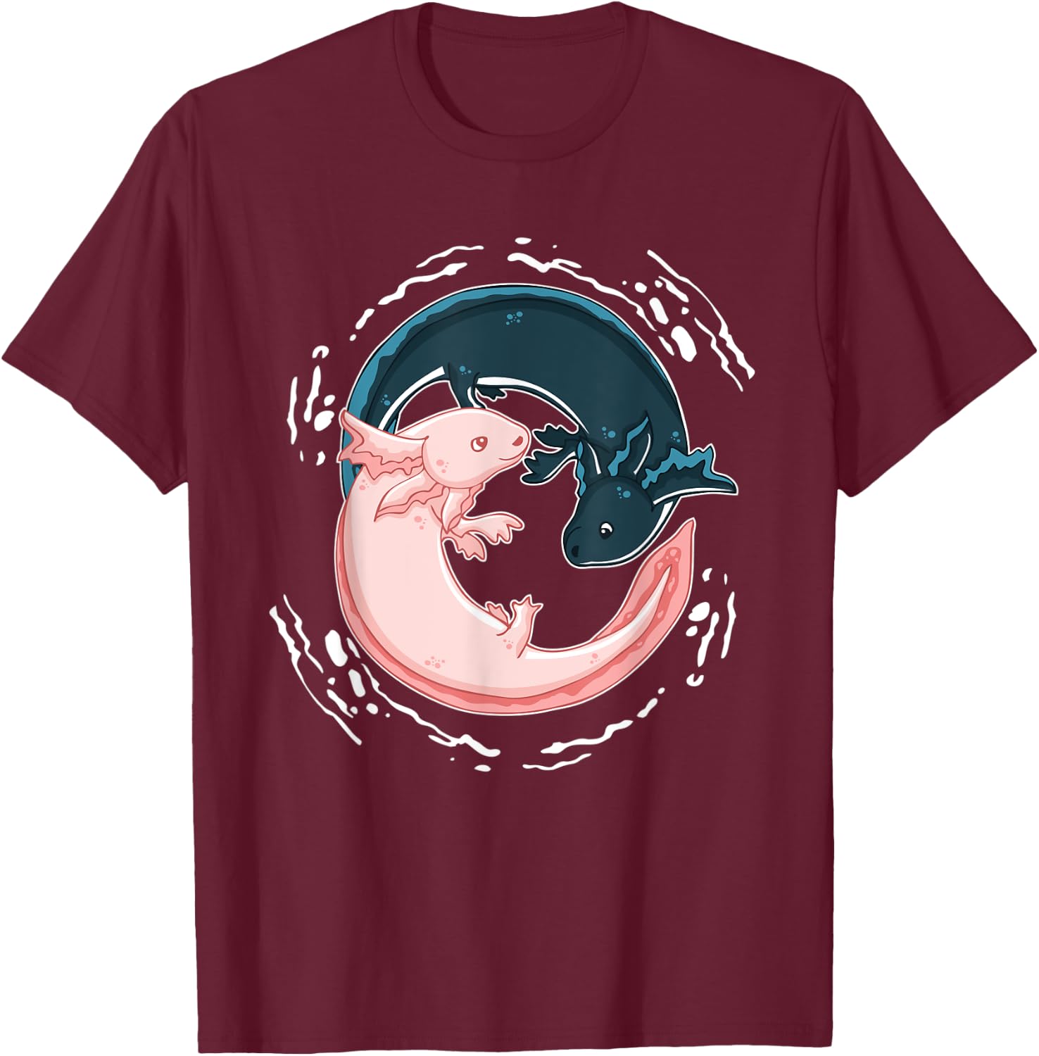 Yin Yang Axolotls Zen Axolotl Meditation Yoga Shirt T-Shirt - T-Shirt | Maroon