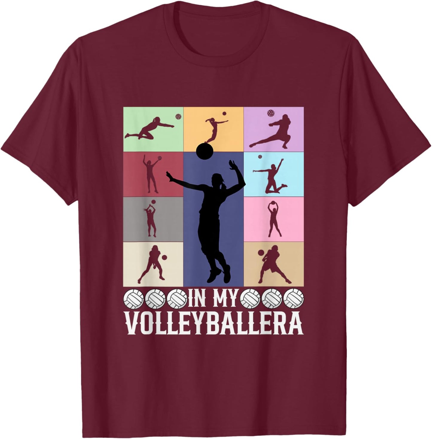 In My Volleyball Era Shirt Vintage Volleyball Sport Game Day T-Shirt - T-Shirt | Maroon