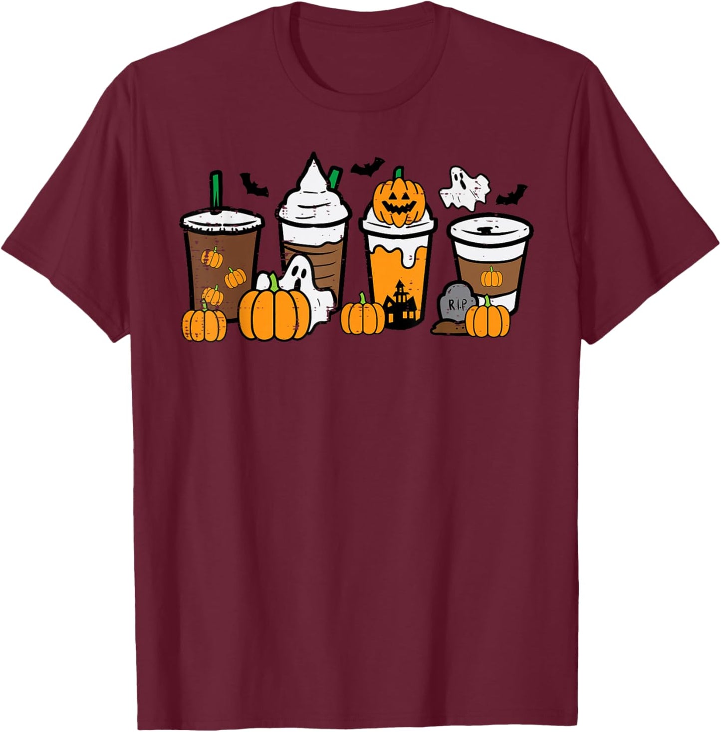 Halloween Coffee Pumpkin Spice Latte Costume Men Women Kids T-Shirt - T-Shirt | Maroon