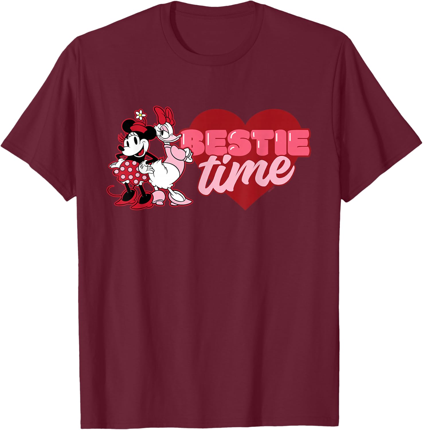 Disney Minnie & Daisy Valentine’s Day Bestie Time Matching T-Shirt - T-Shirt | Maroon