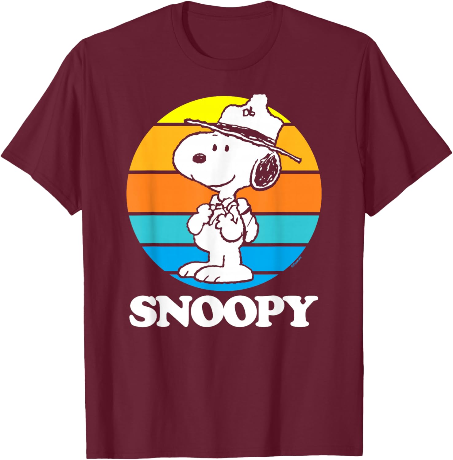 Peanuts - Snoopy Beagle Scout Sunset T-Shirt - T-Shirt | Maroon