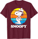 Peanuts - Snoopy Beagle Scout Sunset T-Shirt - T-Shirt | Maroon