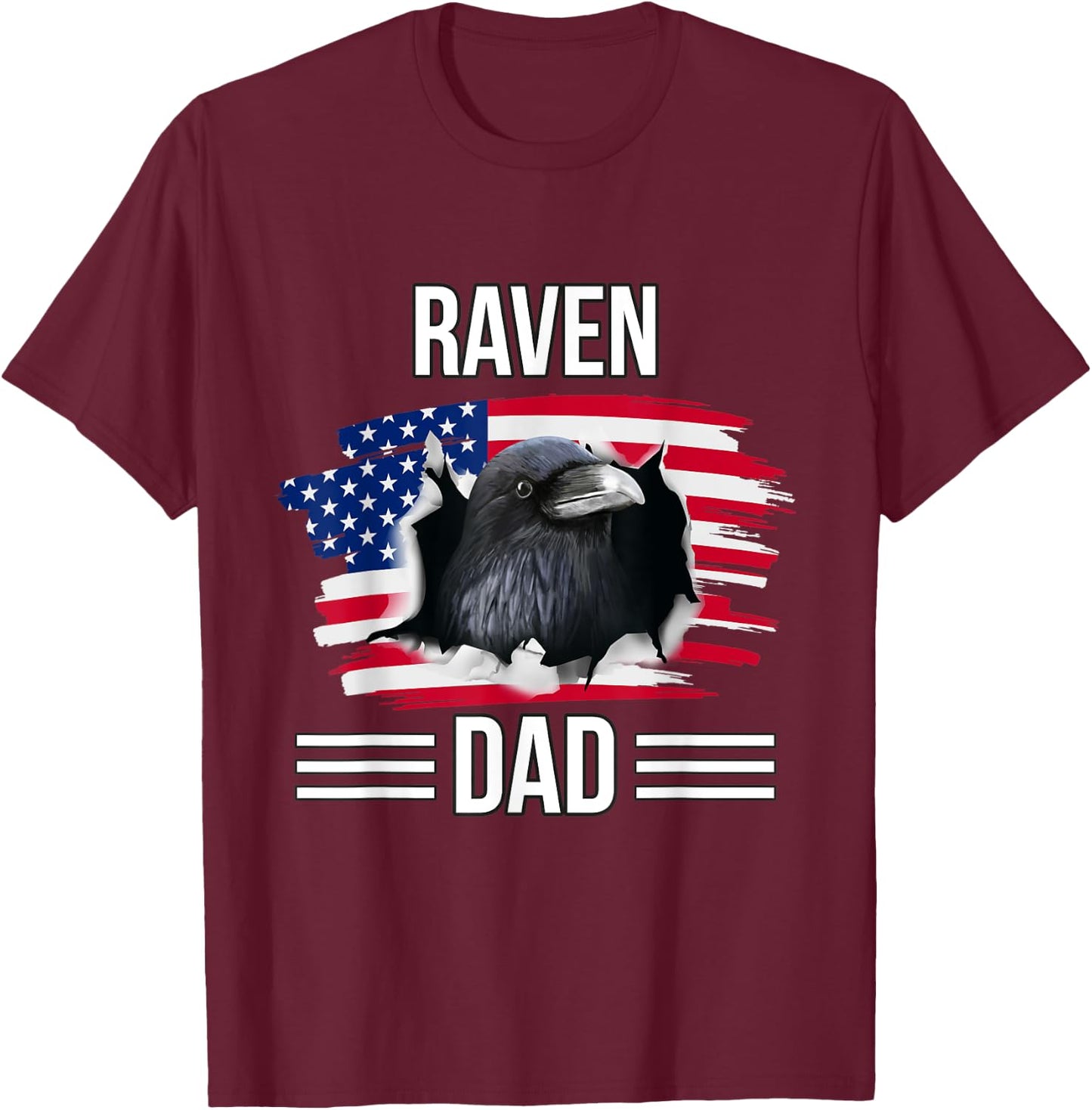 Bird US Flag 4th Of July Father's Day Raven Dad T-Shirt - T-Shirt | Maroon