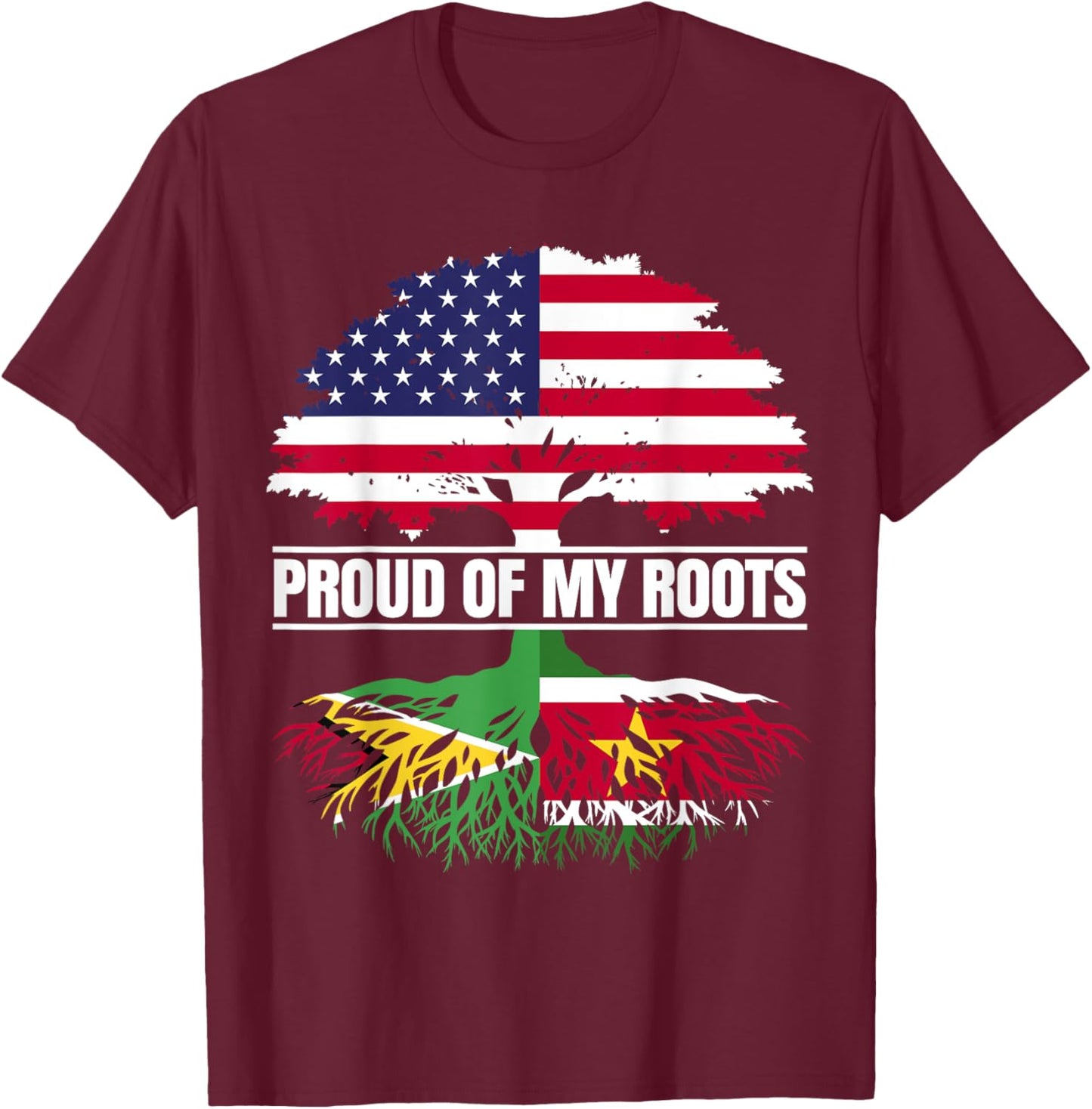 Guyana Suriname Mix Heritage Proud Roots Guyanese Surinamese T-Shirt - T-Shirt | Maroon