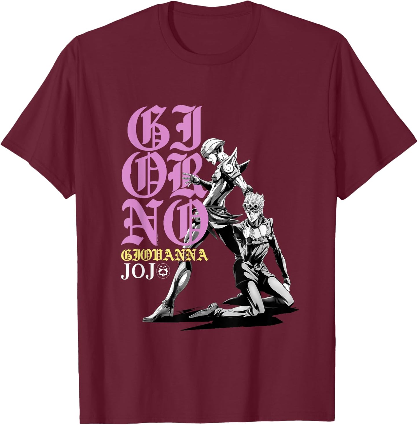 JoJo's Bizarre Adventure Giorno & Golden Wind Pose Anime T-Shirt - T-Shirt | Maroon
