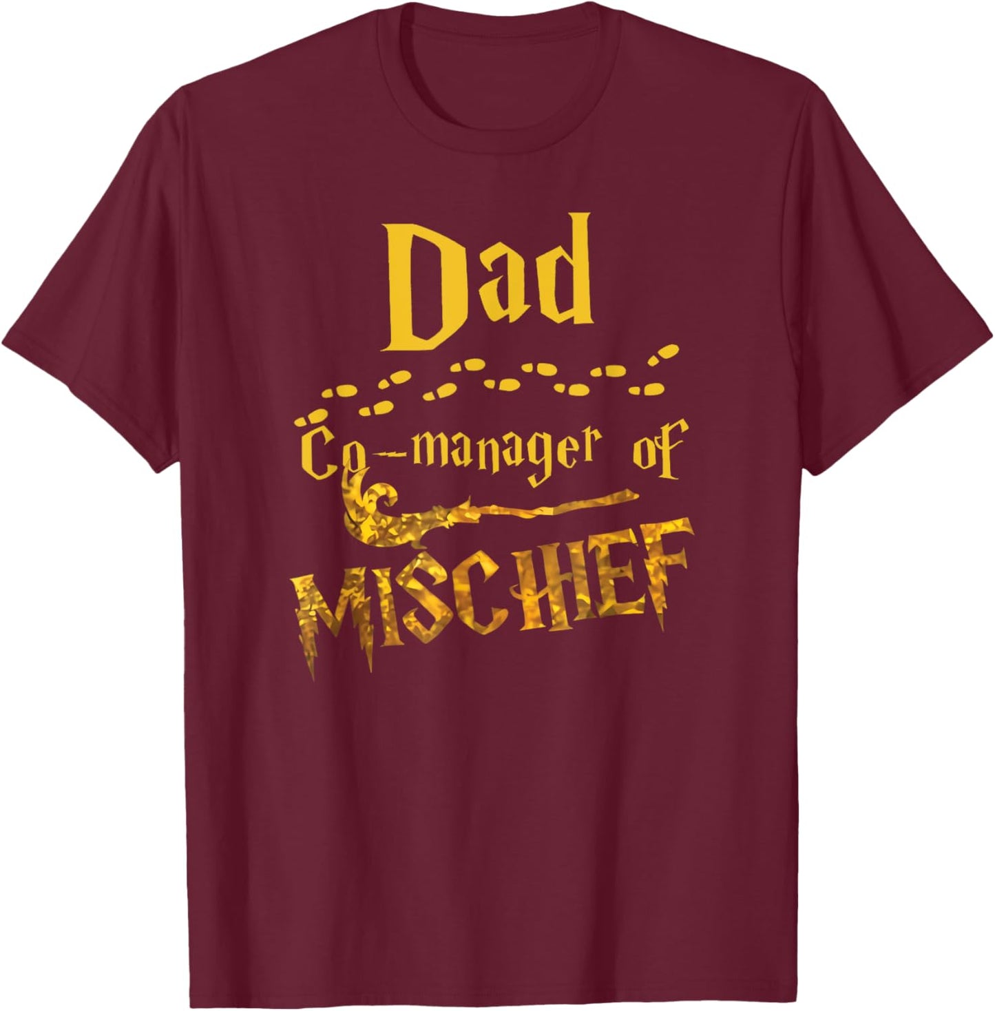 Magical Dad Manager of Mischief Birthday Family Matching T-Shirt - T-Shirt | Maroon