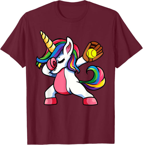 Girls Funny Dabbing Softball Unicorn Apparel Kids Dab